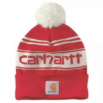 Carhartt Logo Beanie, Red Winther White