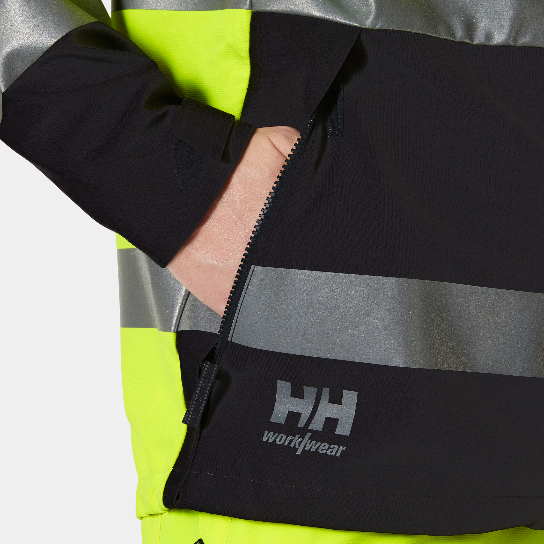 Helly Hansen Alna 4X Tech arbejdsjakke full stretch, Hi-vis Gul/Ebony, large image number 7