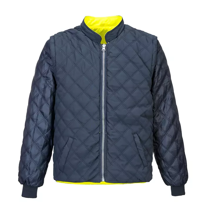 Portwest vattert jakke, Hi-vis gul/marineblå, large image number 4