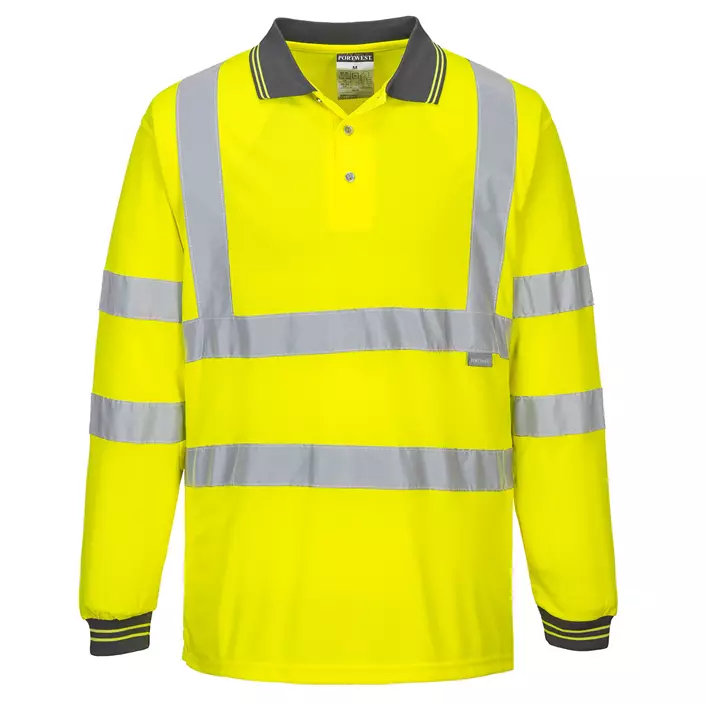 Portwest long-sleeved polo shirt, Hi-Vis Yellow, large image number 0