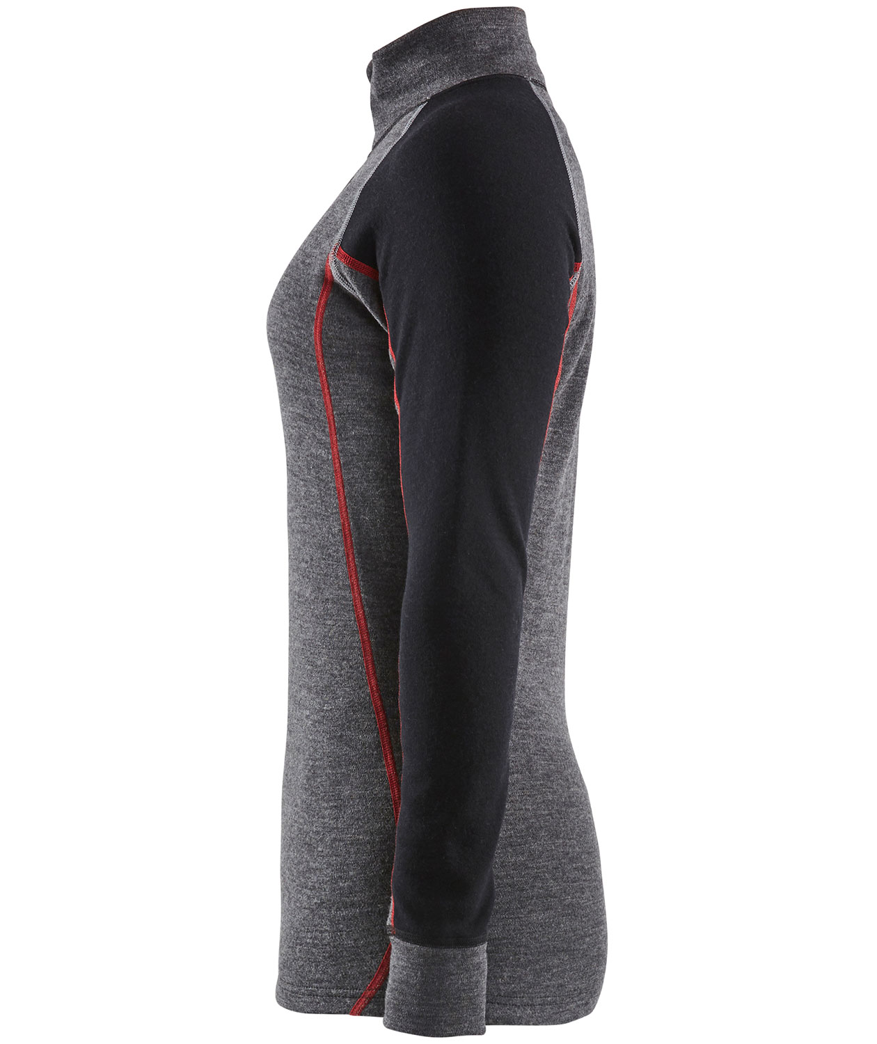 Bl&aring;kl&auml;der XWARM lang&aelig;rmet dame undertr&oslash;je med merinould, Mellemgr&aring;/sort, large image number 3