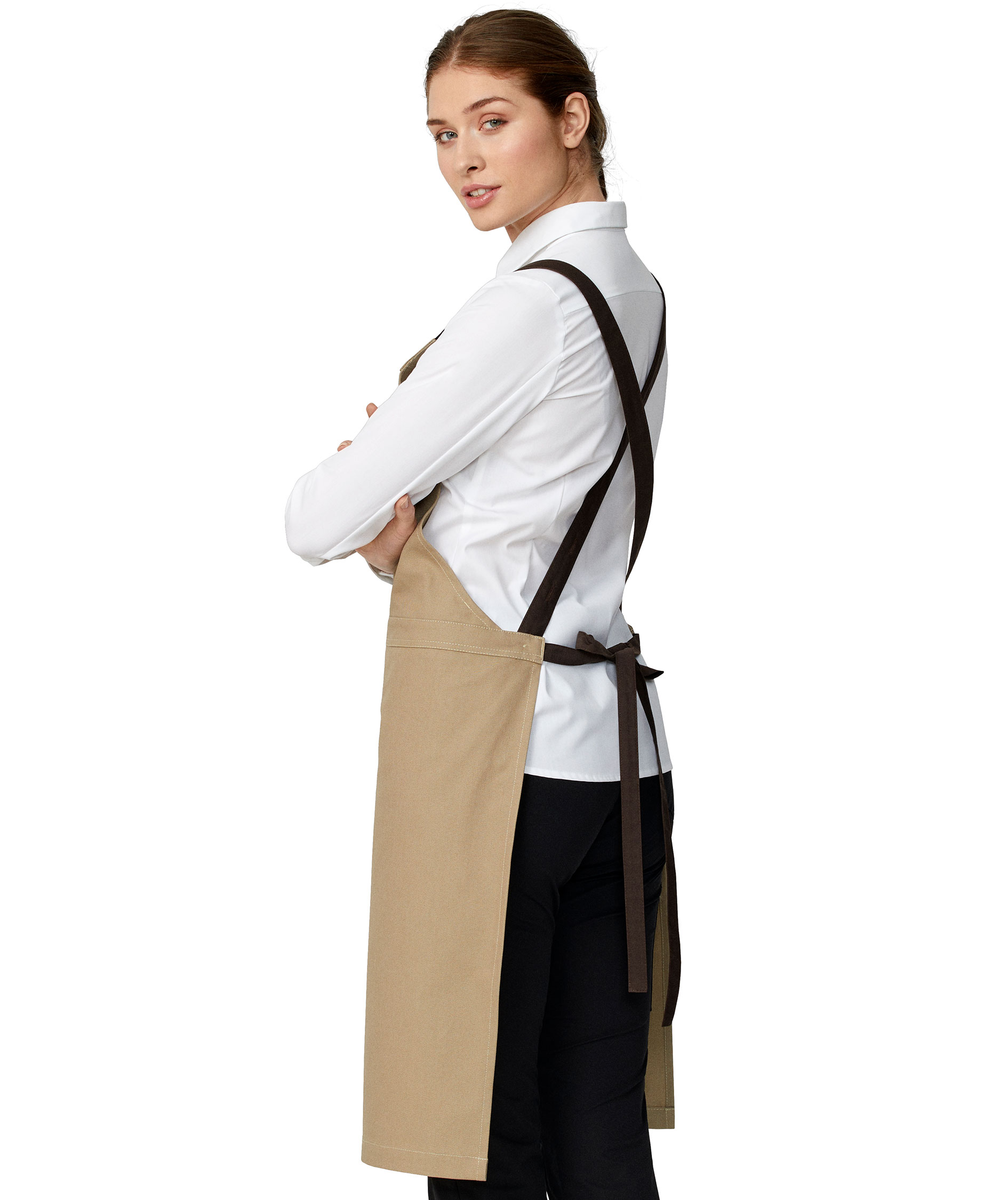 Kentaur Raw crossback apron, Khaki, Khaki, large image number 2
