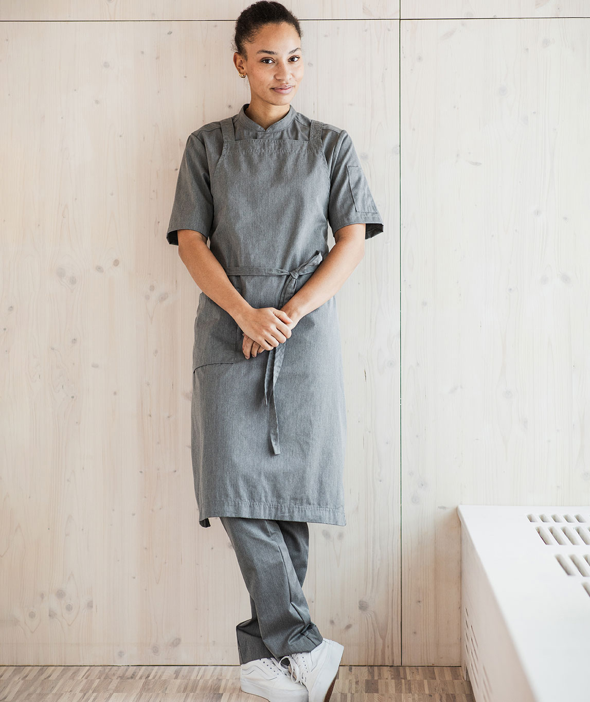 Segers 4577 bib apron, Grey melange