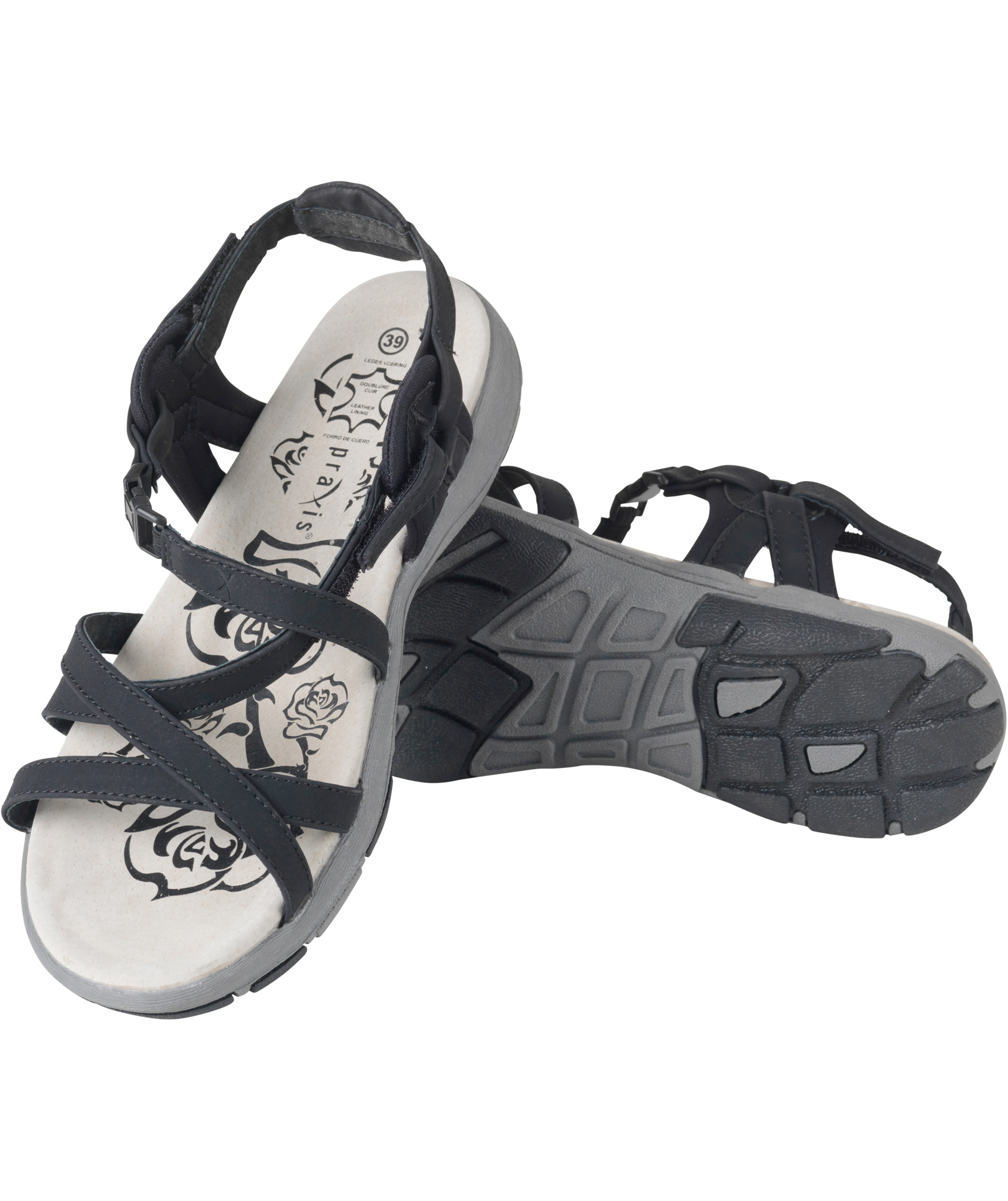 Praxis Riva dame sandaler, Sort