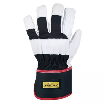 Kramp 6.003 lined work gloves made of oxhide, Black/White