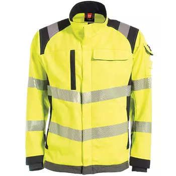 Tranemo Stretch FR softshell jacket, Hi-vis yellow/Marine blue