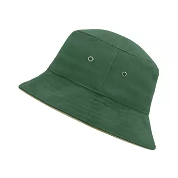 Myrtle Beach bøttehatt/Fisherman's hatt, Mørk grønn/beige
