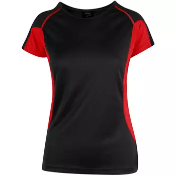 YOU Rosario Damen T-Shirt, Schwarz/Rot