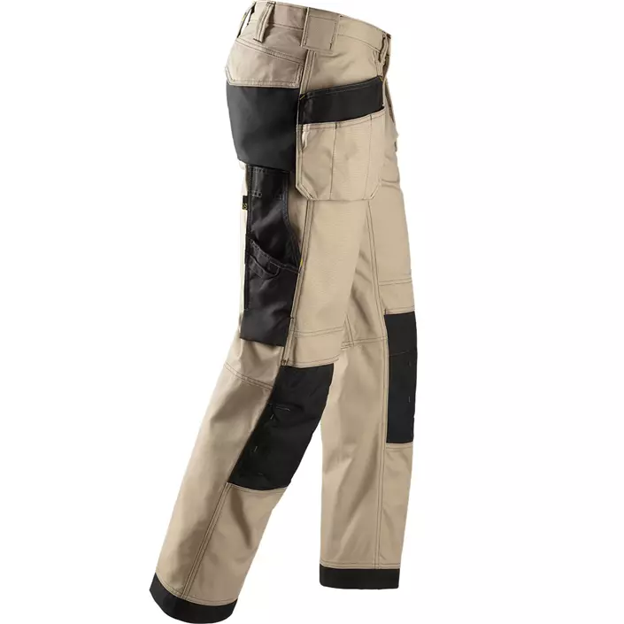 Snickers Canvas+ craftsmen's trousers, Khaki/Black, large image number 3