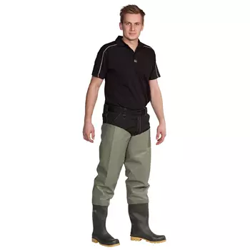 Ocean Classic waders with safety boots S5, Light Olive Green