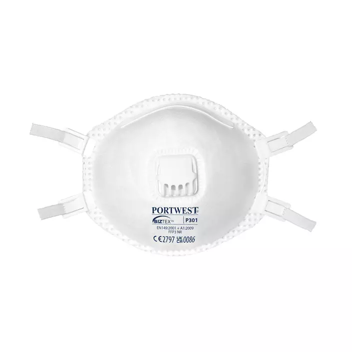 Portwest 10-pack regulerbar støvmaske FFP3 med ventil, Hvit, Hvit, large image number 0