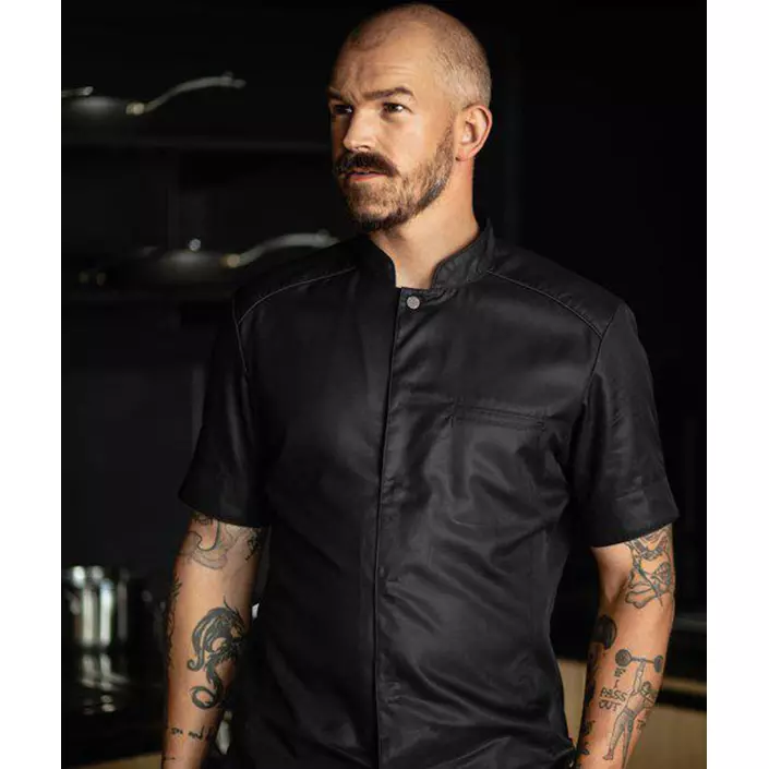 Segers 1023 slim fit short-sleeved chefs shirt, Black, large image number 5