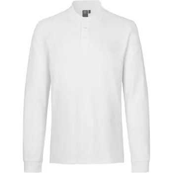 ID long-sleeved polo shirt with stretch, White