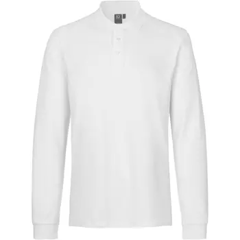 ID long-sleeved polo shirt with stretch, White