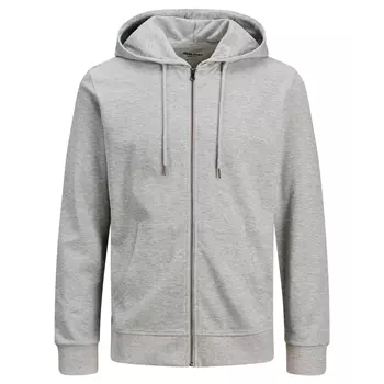 Jack & Jones JJEBASIC hoodie with full zipper, Light Grey