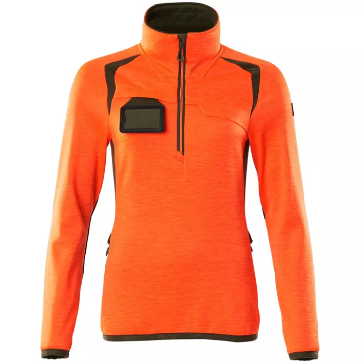 Mascot Accelerate Safe women's fleece sweater, Hi-Vis Orange/Moss, large image number 0