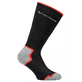 Jalas lange ekstra varme sokker med merinould, Sort/Rød