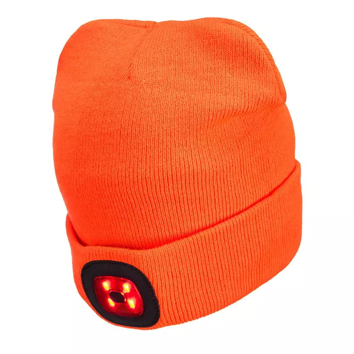 Portwest Twin LED stickad mössa med lampa fram och bak, Orange, large image number 0
