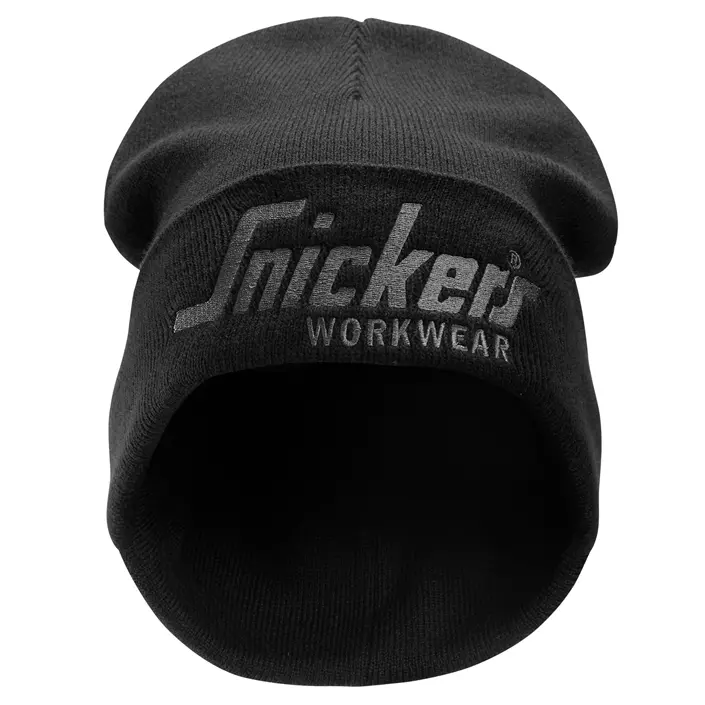 Snickers beanie with logo, Black/Charcoal, Black/Charcoal, large image number 0