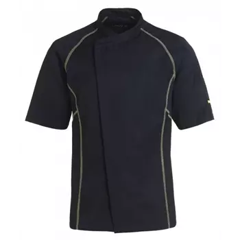 Kentaur short-sleeved chefs jacket, Black/Lime Green