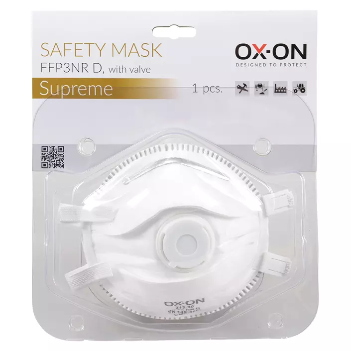 OX-ON Supreme støvmaske FFP3 NR D med ventil, Hvid, Hvid, large image number 1