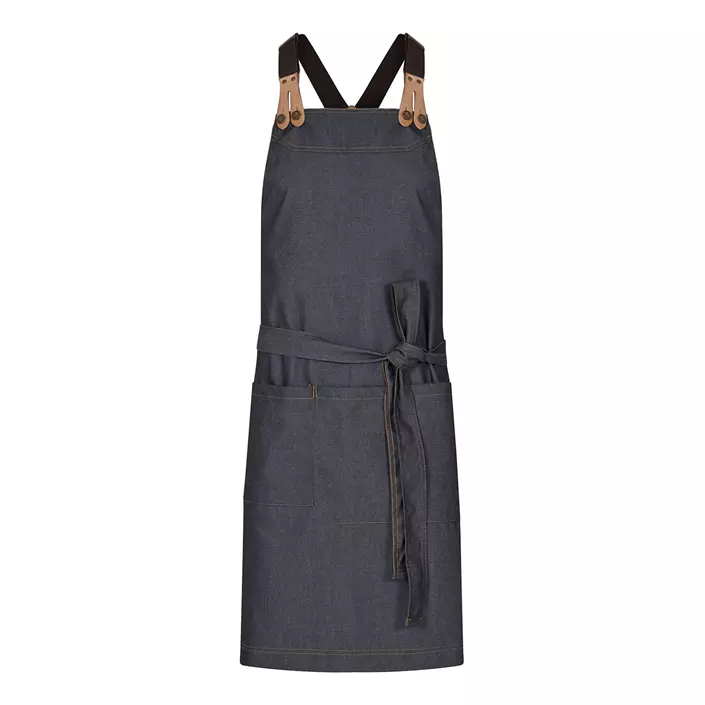 Segers bib apron with pocket, Darkblue Denim, Darkblue Denim, large image number 0