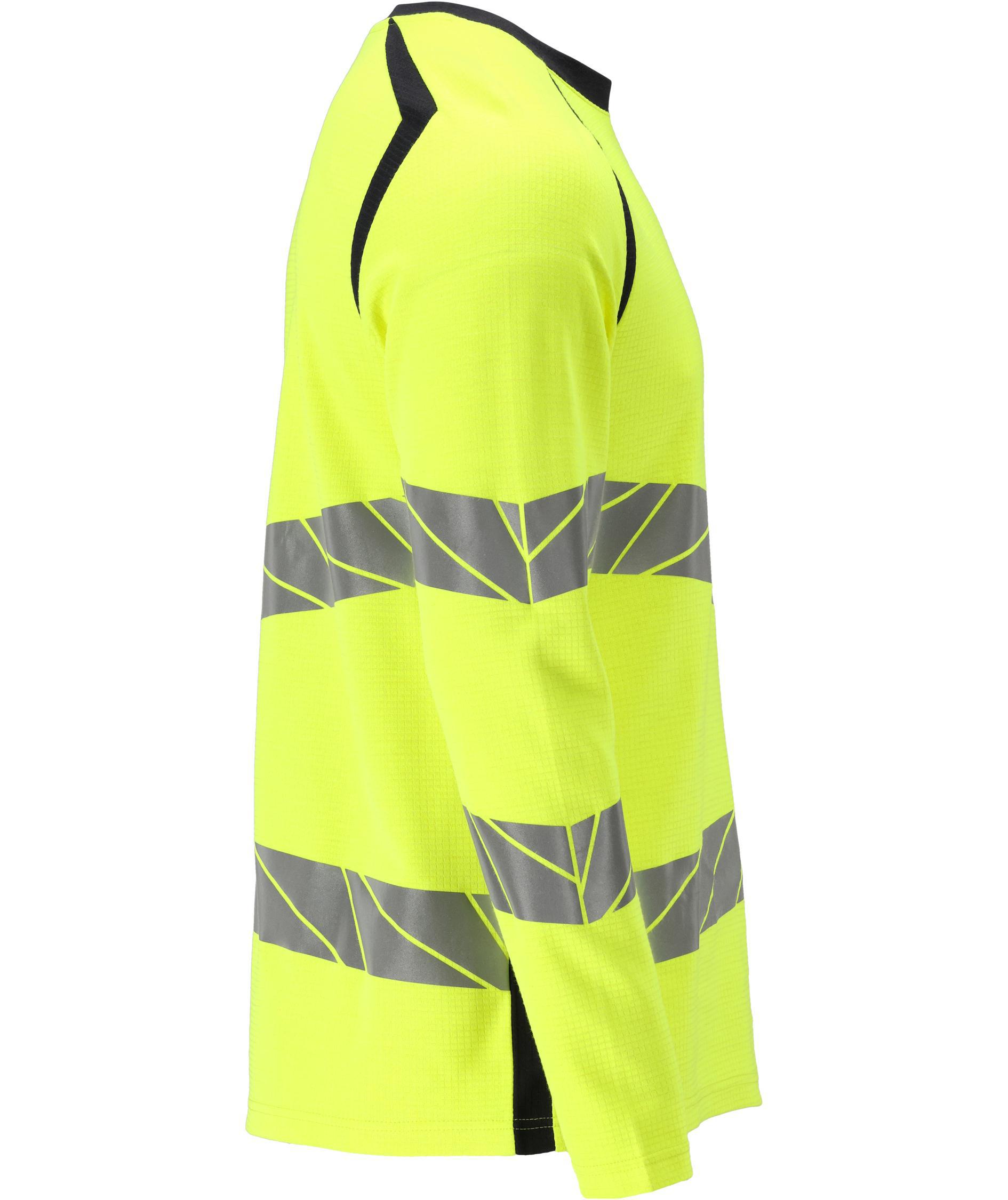 Mascot Accelerate Multisafe l&aring;ng&auml;rmad T-shirt, Varsel Gul/M&ouml;rk Marinbl&aring;, large image number 2