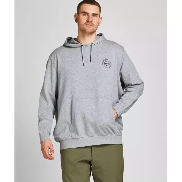 Jack & Jones JJESHARK Plus Size Hættetrøje, Light Grey Melange, large image number 6