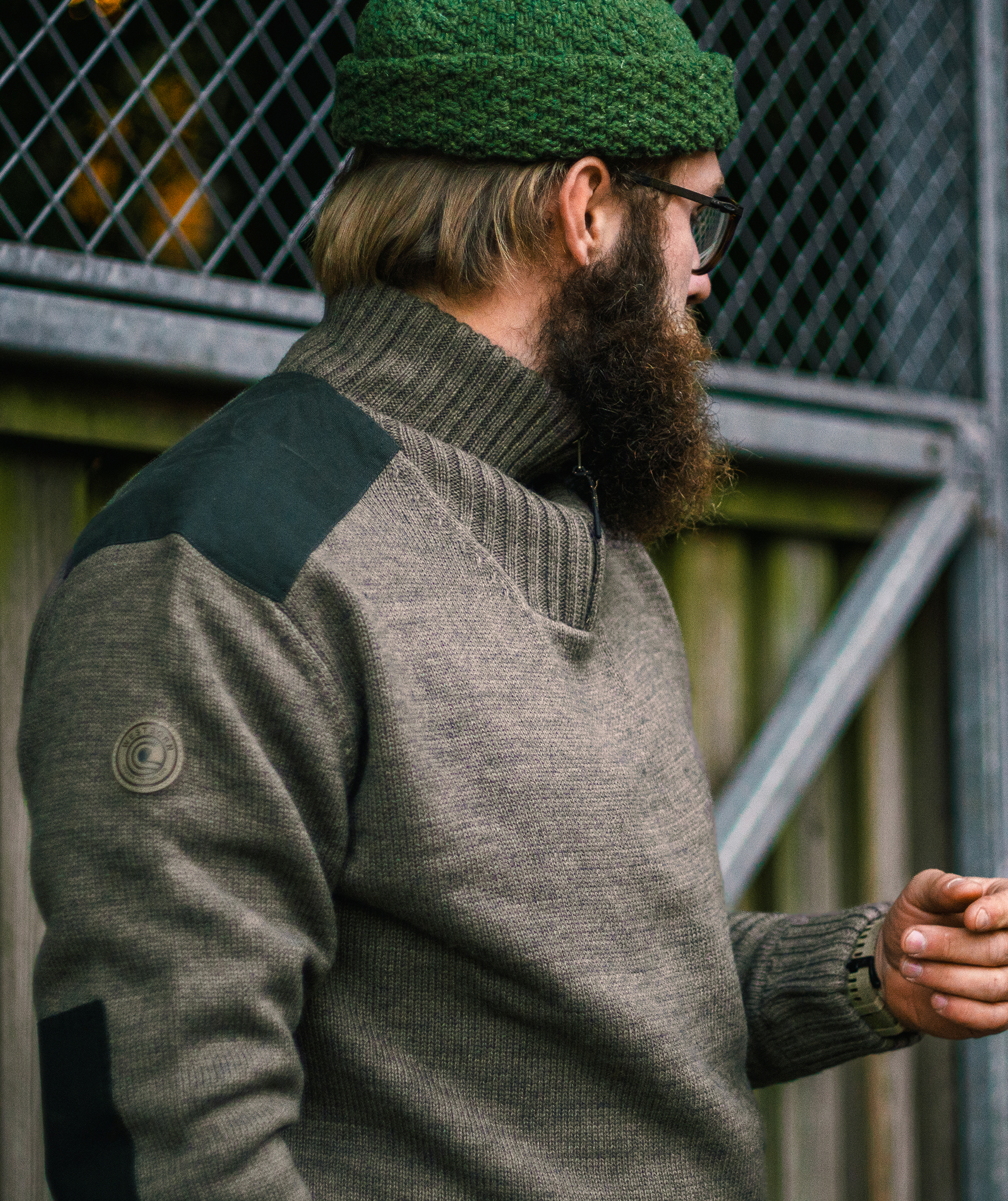 Westborn windbreaker stickad tr&ouml;ja, Brown Melange, large image number 3