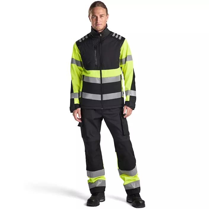 Blåkläder softshell arbetsbyxa, Svart/Varselgul, large image number 1