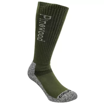 Pinewood 2-pack long Coolmax® hunting socks, Green/grey