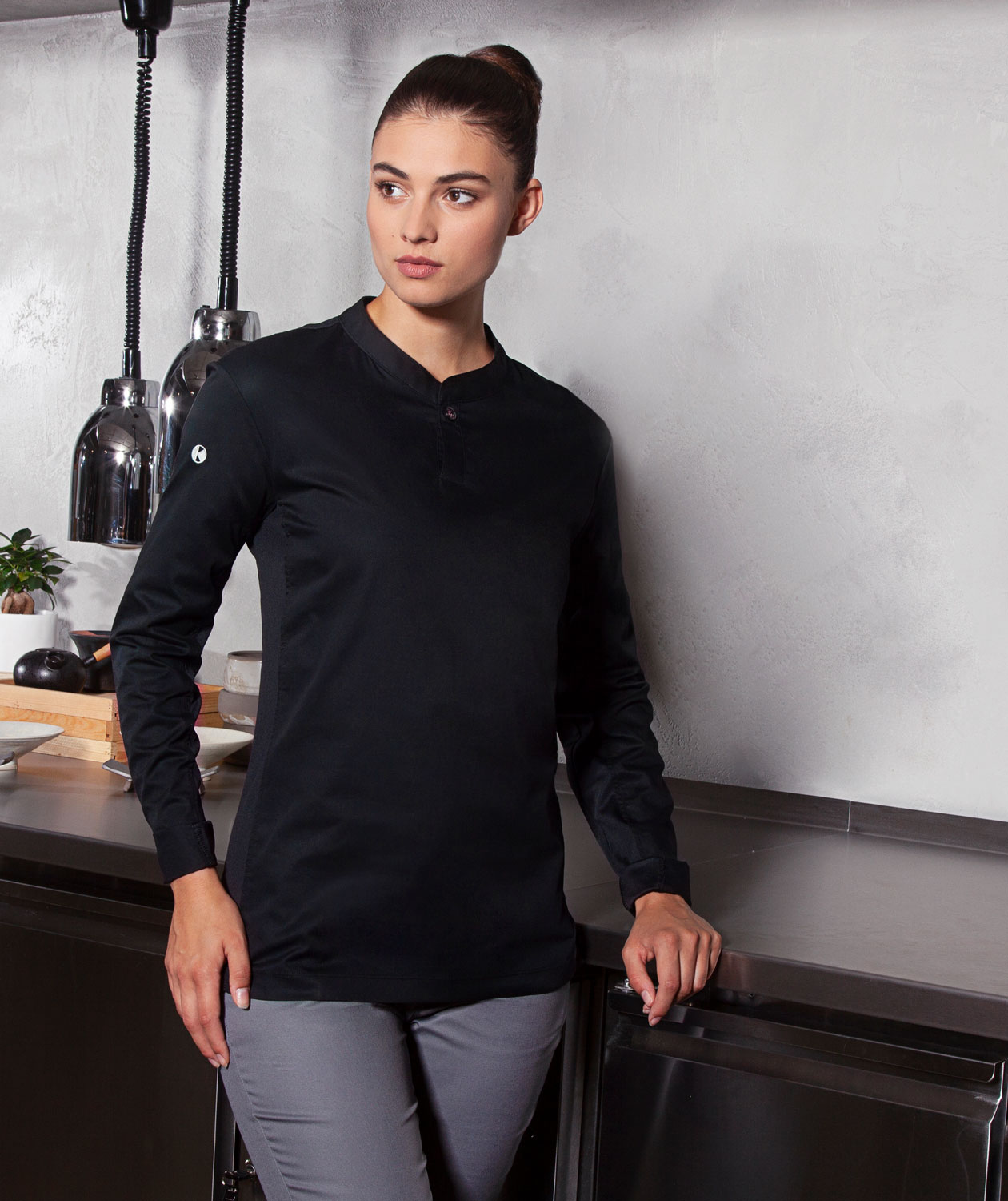 Karlowsky Performance women's long-sleeved Polo shirt, Black