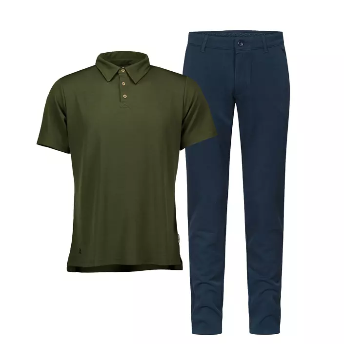 Set av pikétröja och chinos, , large image number 0