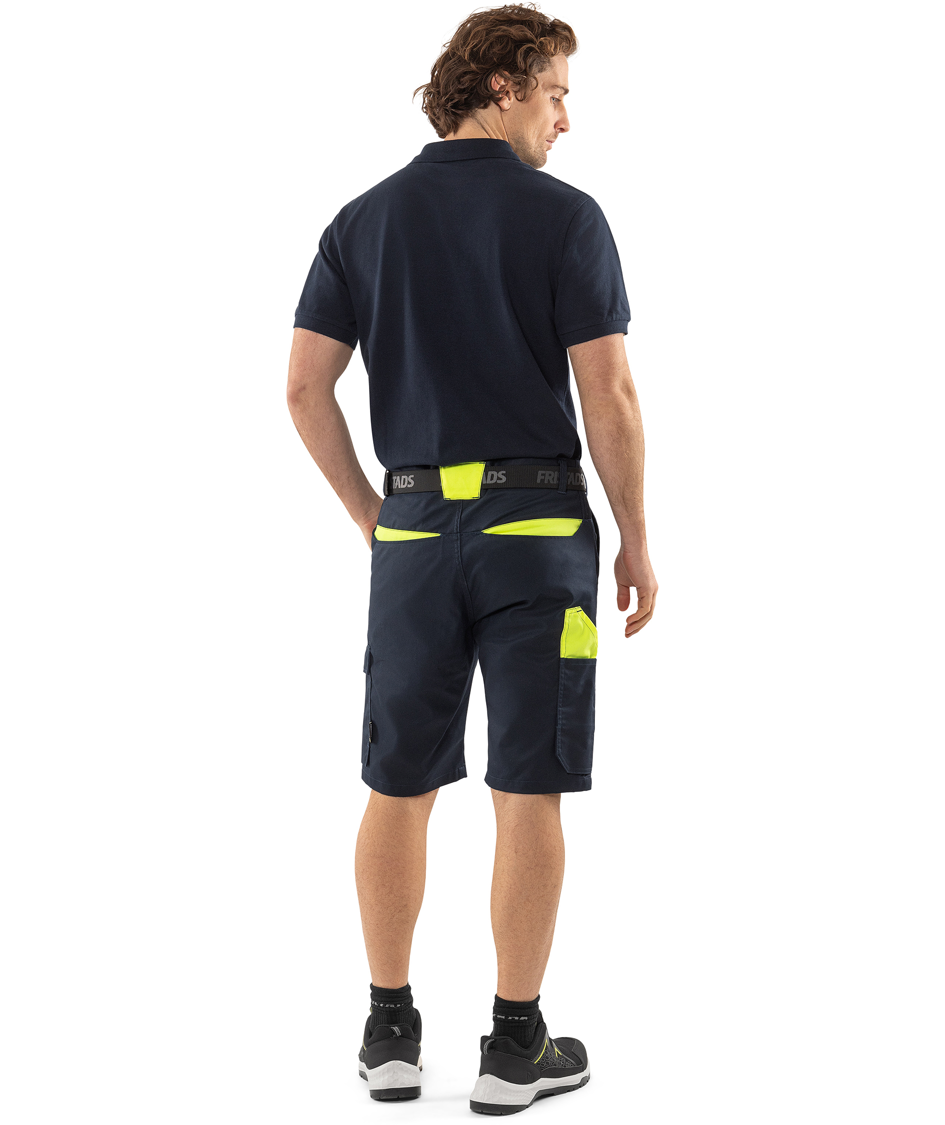 Fristads Green Shorts 2932 GWM, Dunkel Marine/Hi-Vis Gelb, large image number 3