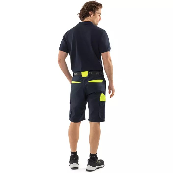 Fristads Green shorts 2932 GWM, Mørk Marine/Hi-Vis Gul, large image number 3