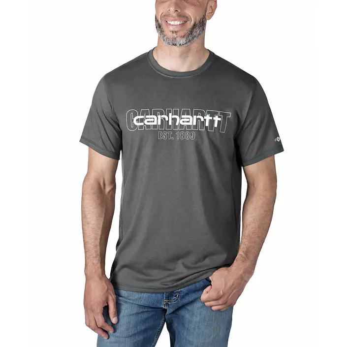 Carhartt Force Logo Graphic T-skjorte, Carbon Heather, large image number 1
