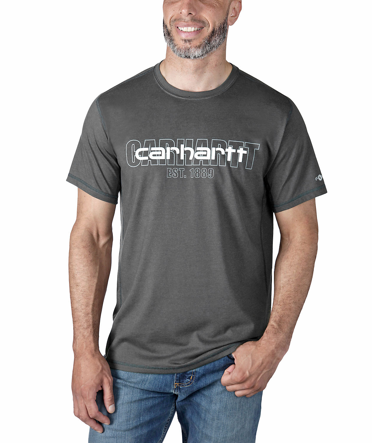 Carhartt Force Logo Graphic T-shirt, Carbon Heather, large image number 2