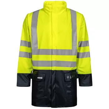 Lyngsøe PU rain jacket, Hi-vis Yellow/Marine