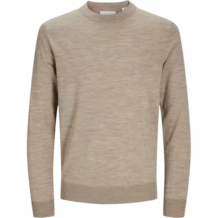 Jack & Jones Premium JPRCCMERINO stickad tröja med merinoull, Greige Melange, large image number 0