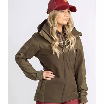 Pinewood Finnveden Hybrid women's outdoor jacket, Dark Olive/Hunting Olive
