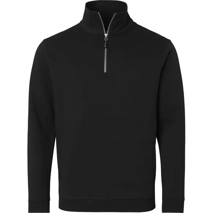 Top Swede sweatshirt med kort lynlås 0102, Sort, large image number 0