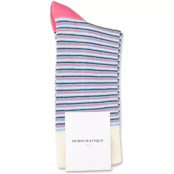 Democratique Originals Ultralight Stripes strømper, Pink/Hvid