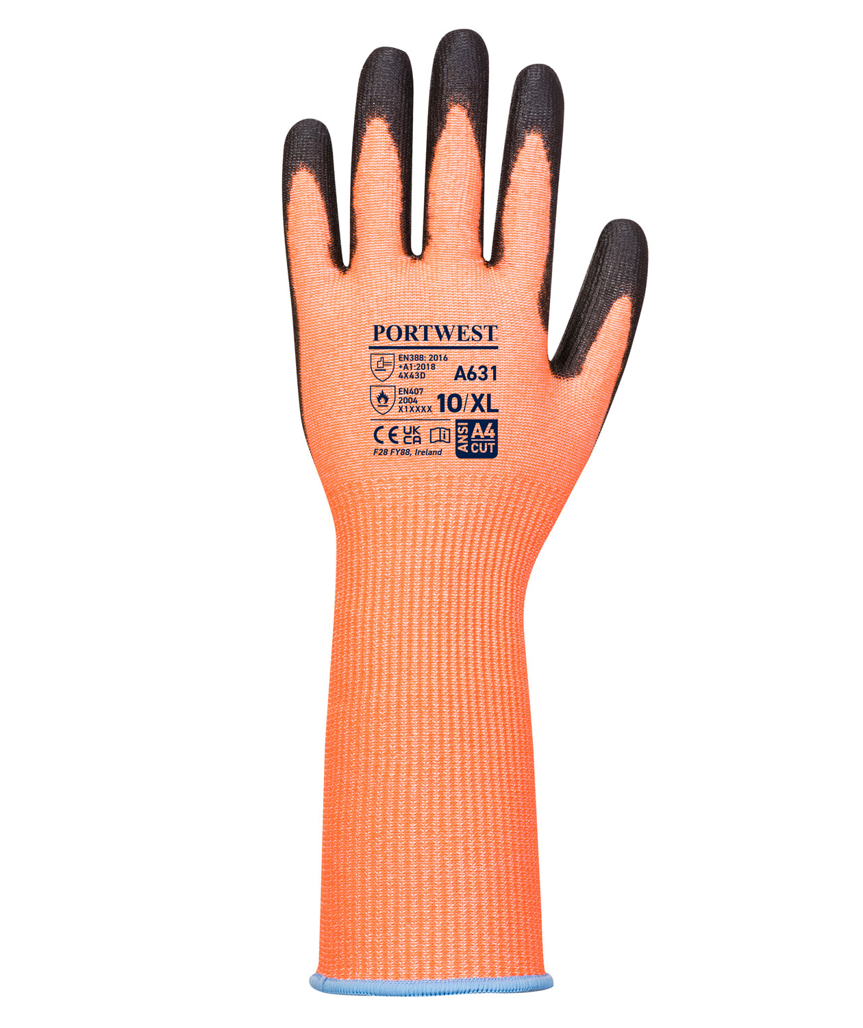 Portwest A631 cut protection gloves Cut D, Orange/Black, large image number 1