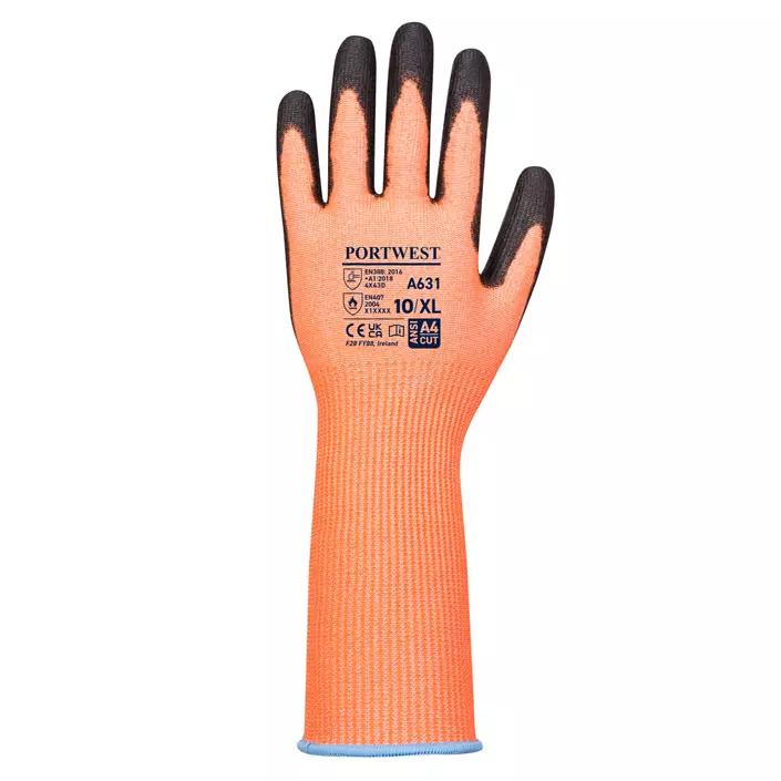 Portwest A631 skärskyddshandskar Cut D, Orange/Svart, large image number 1