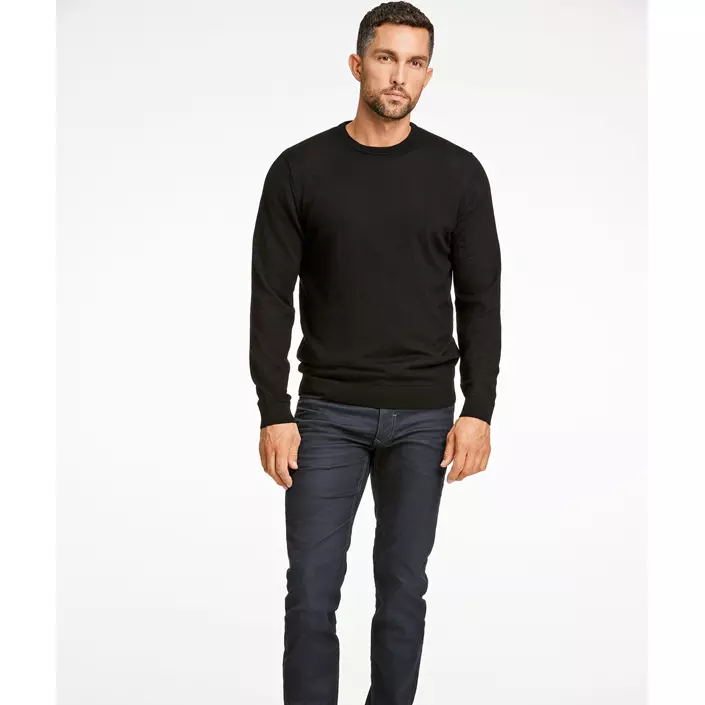 Lindbergh stickad tröja med merinoull, Black, large image number 1