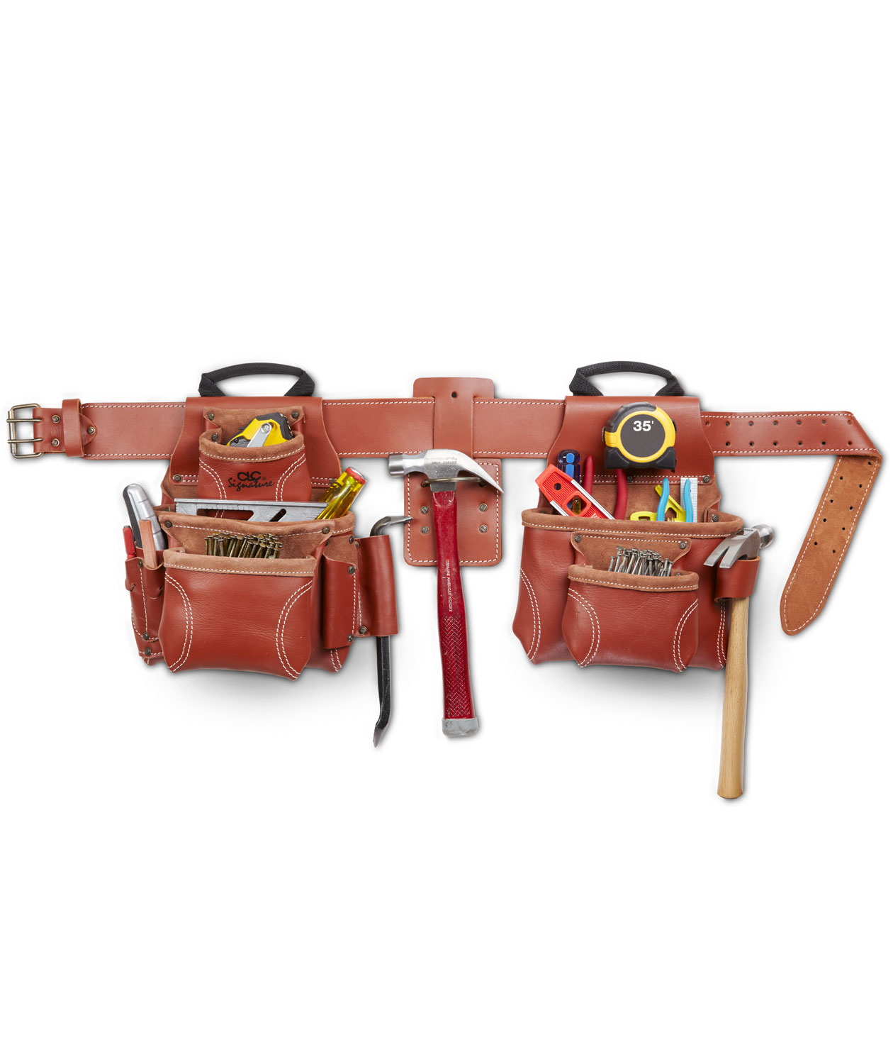 CLC Work Gear 1448 combi leather tool belt, Brown, Brown, large image number 1