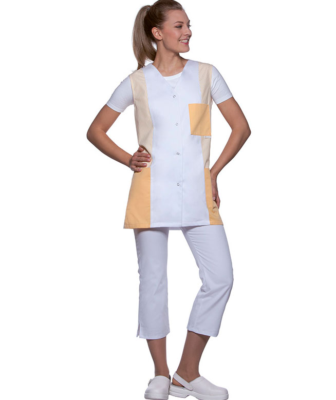 Karlowsky Sabrina women's tunic without sleeves, White/ochre, large image number 2