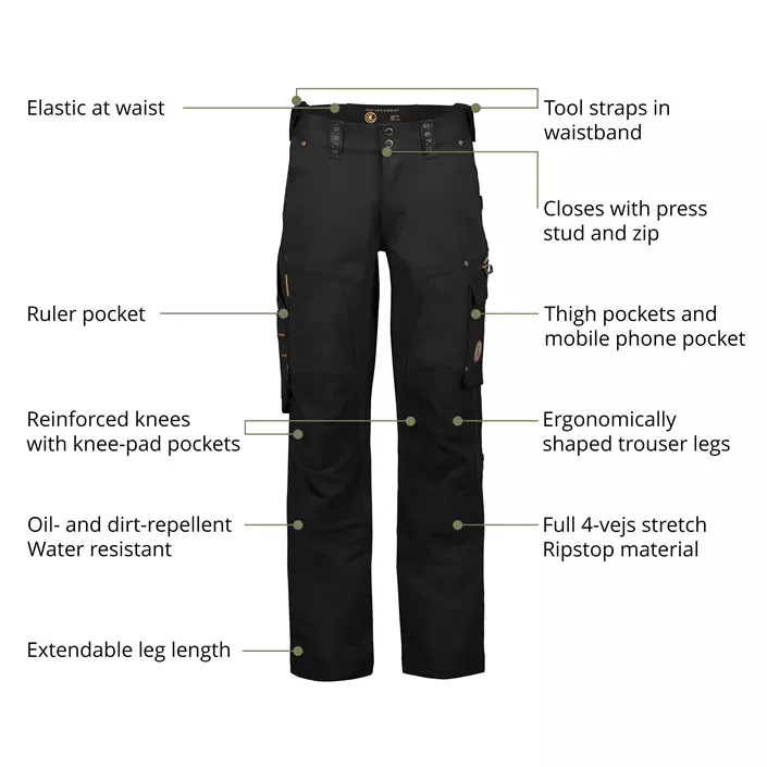 Westborn arbejdsbukser full stretch, Black, large image number 3