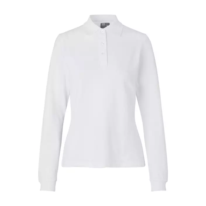 ID Langärmliges Damen Poloshirt mit Stretch, Weiß, large image number 0