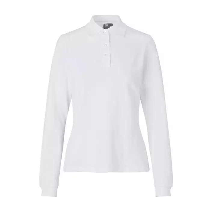 ID long-sleeved women's polo shirt with stretch, White, large image number 0